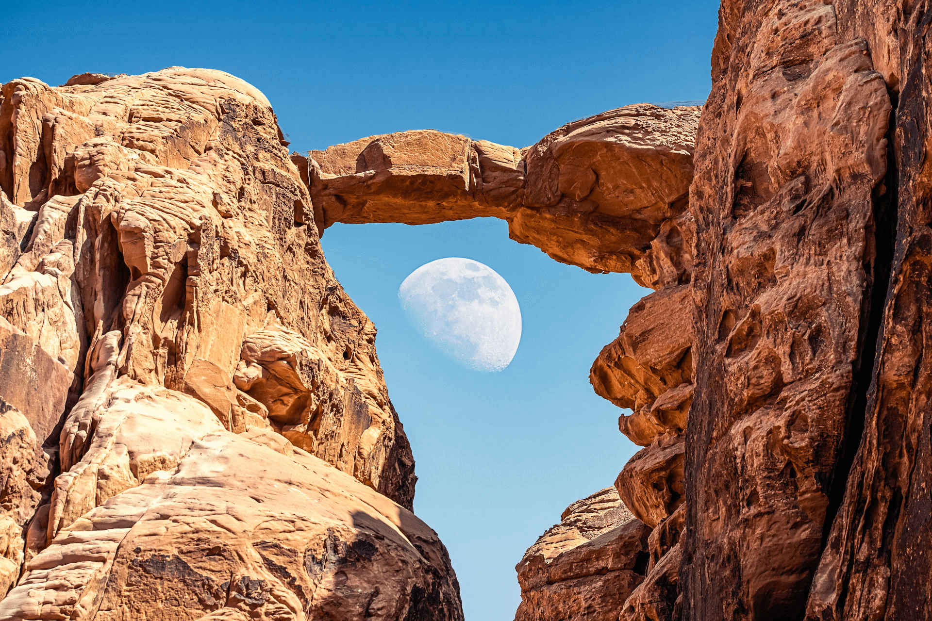 Burdah Rock Bridge with moon