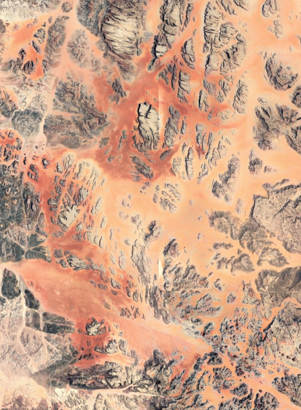 Wadi Rum aerial desert landscape