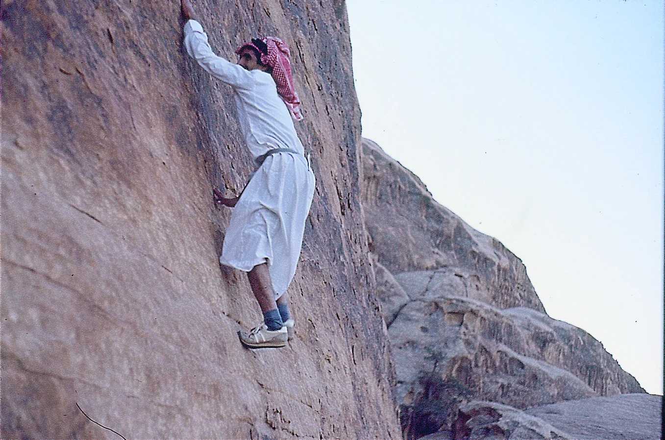 Difallah climbing in Wadi Rum